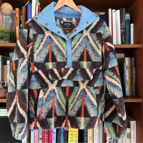 Billabong Tops - Billabong Multicolor Fleece Pullover with Blue Accents